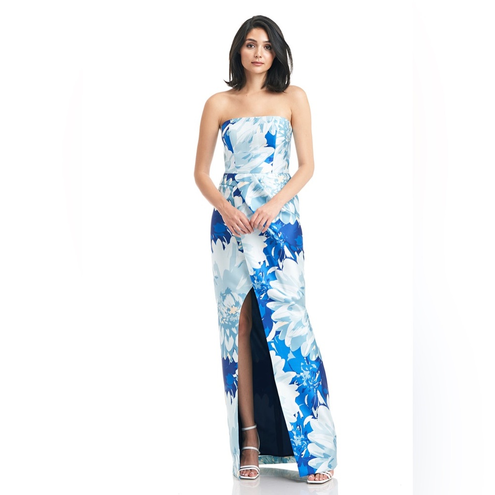 Kay Unger Lucienne Strapless Evening Gown NILE BLUE/ MIDNIGHT, Size 0